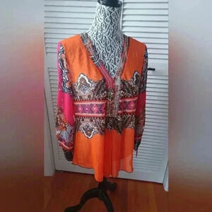 Joseph Ribkoff Women's  Size 10 Medium Summer Beach Cover Up Blouse Top